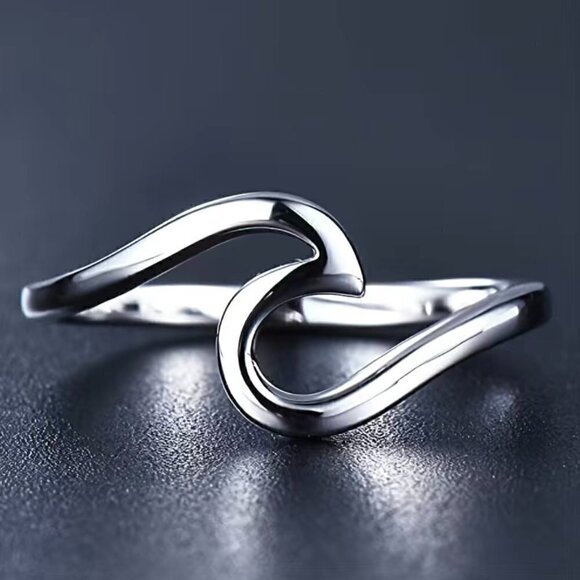 Boho Wave Ring #821 (Silver style) - Picture 1 of 7